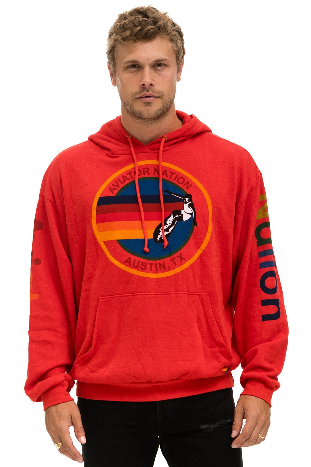 AVIATOR NATION AUSTIN RELAXED PULLOVER HOODIE - RED Hoodie Aviator Nation 