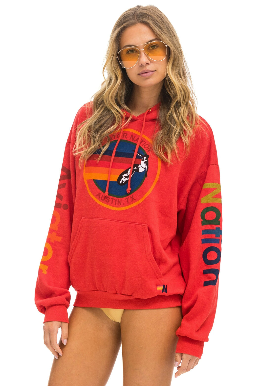 AVIATOR NATION AUSTIN RELAXED PULLOVER HOODIE - RED Hoodie Aviator Nation 