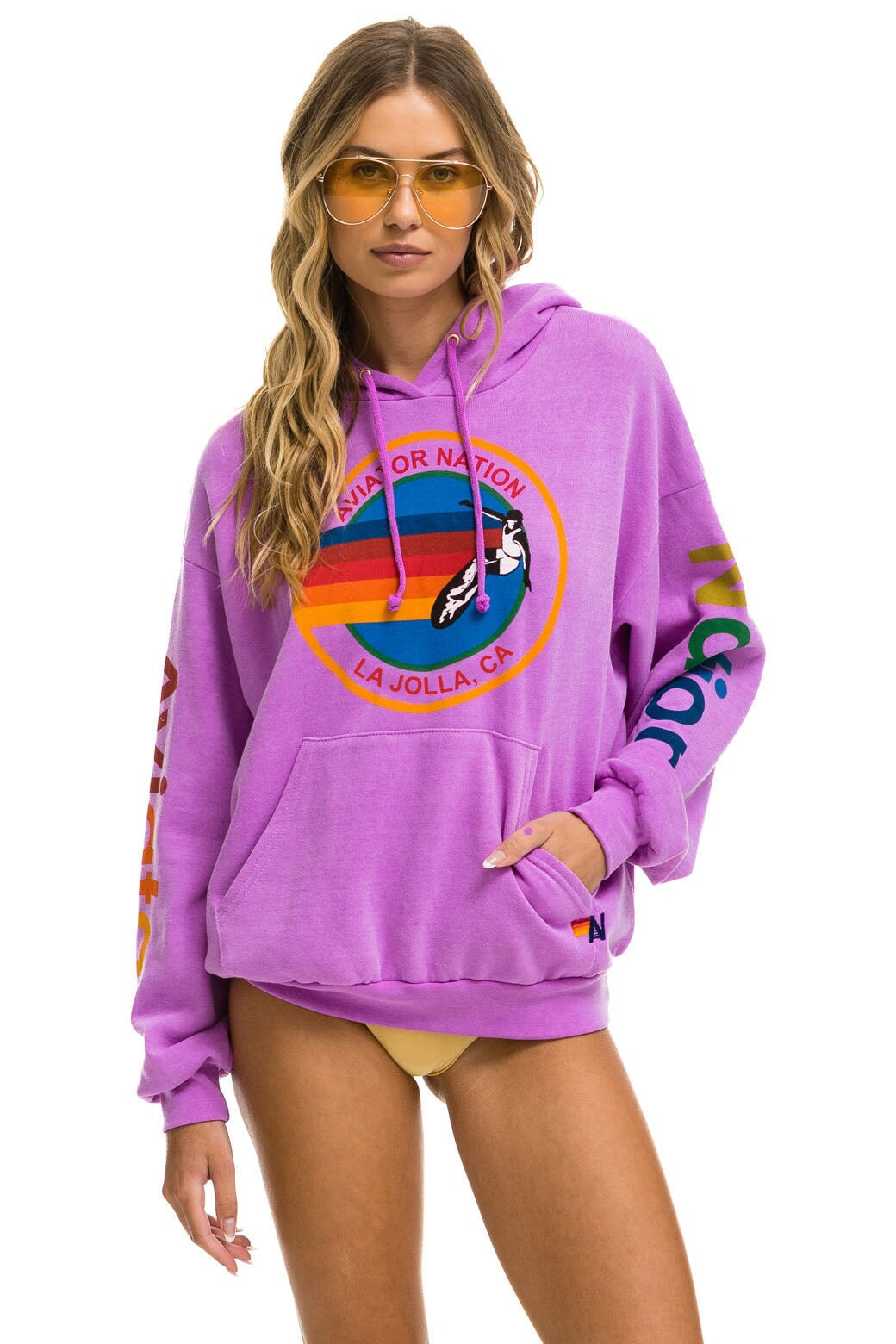 AVIATOR NATION LA JOLLA RELAXED PULLOVER HOODIE - NEON PURPLE - Aviator  Nation