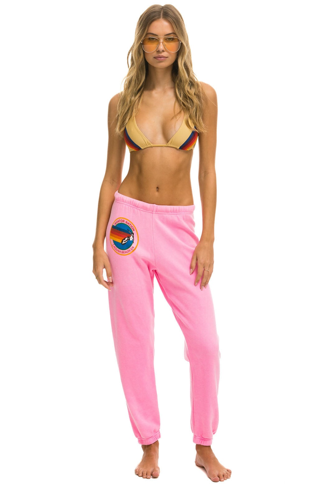 AVIATOR NATION LAGUNA BEACH SWEATPANTS - NEON PINK Women's Sweatpants Aviator Nation 