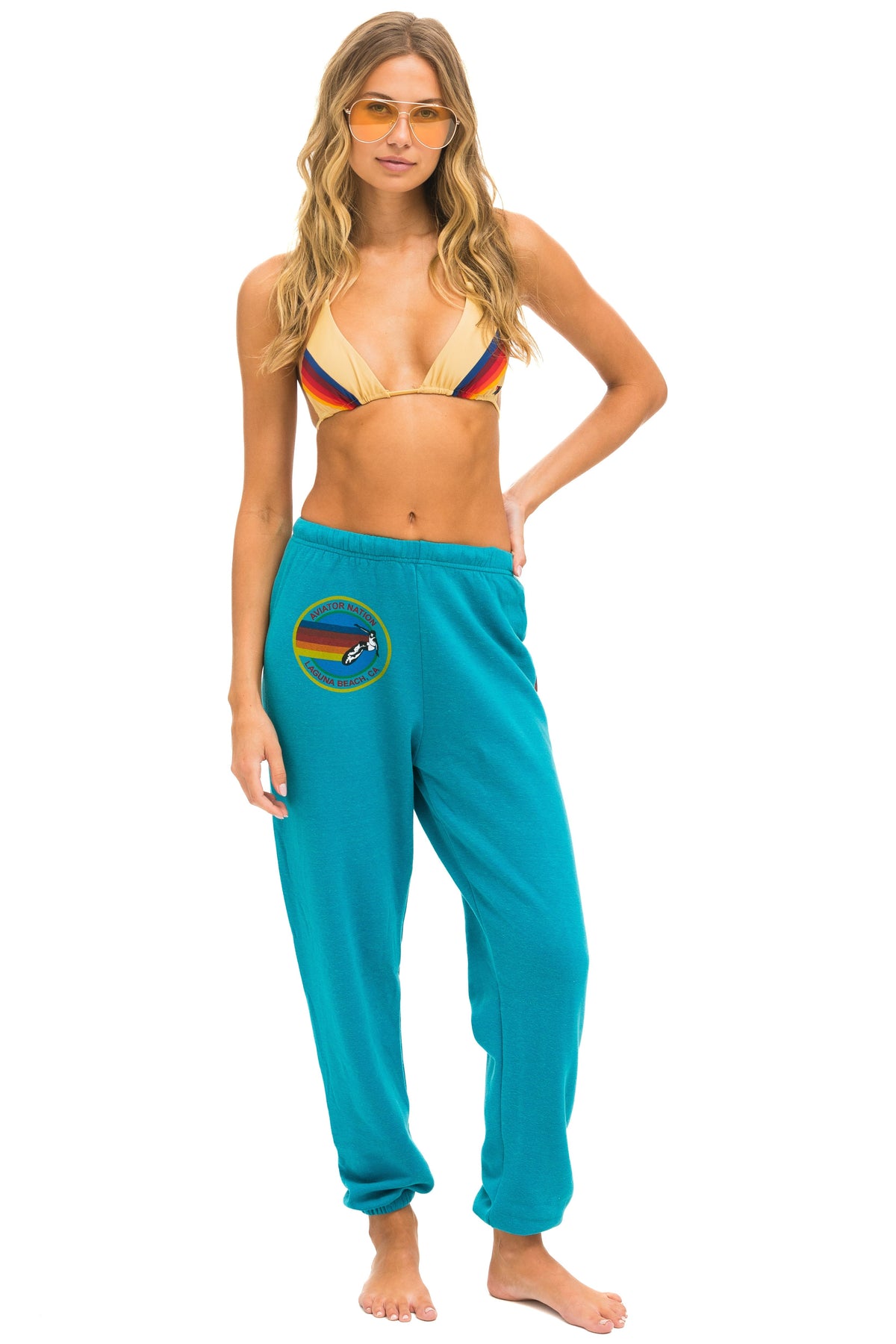 AVIATOR NATION LAGUNA BEACH SWEATPANTS - TEAL Women&#39;s Sweatpants Aviator Nation 