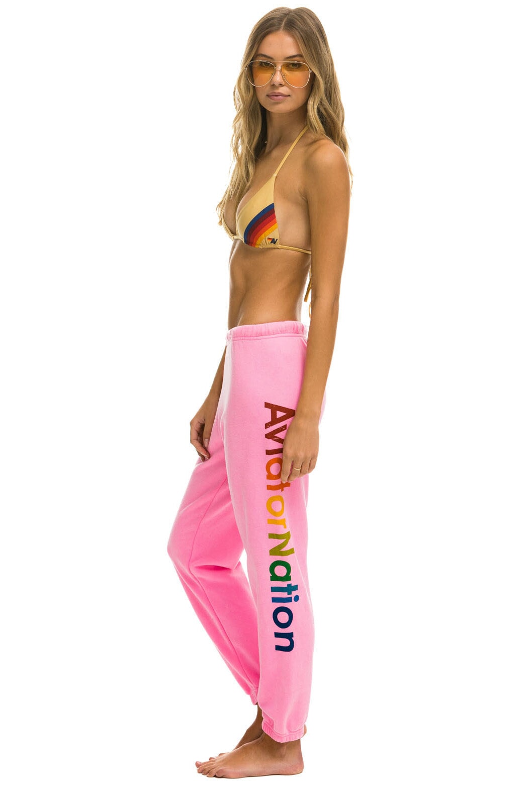 AVIATOR NATION MIAMI SWEATPANTS - NEON PINK - Aviator Nation