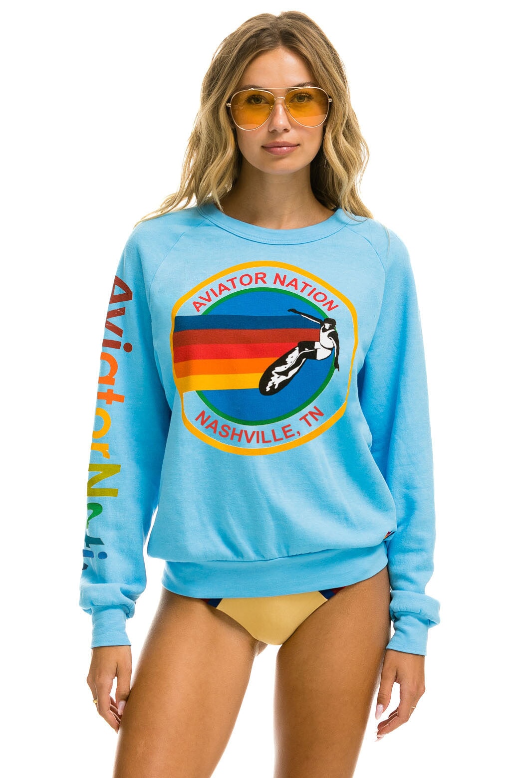 AVIATOR NATION NASHVILLE CREW SWEATSHIRT - SKY Aviator Nation 