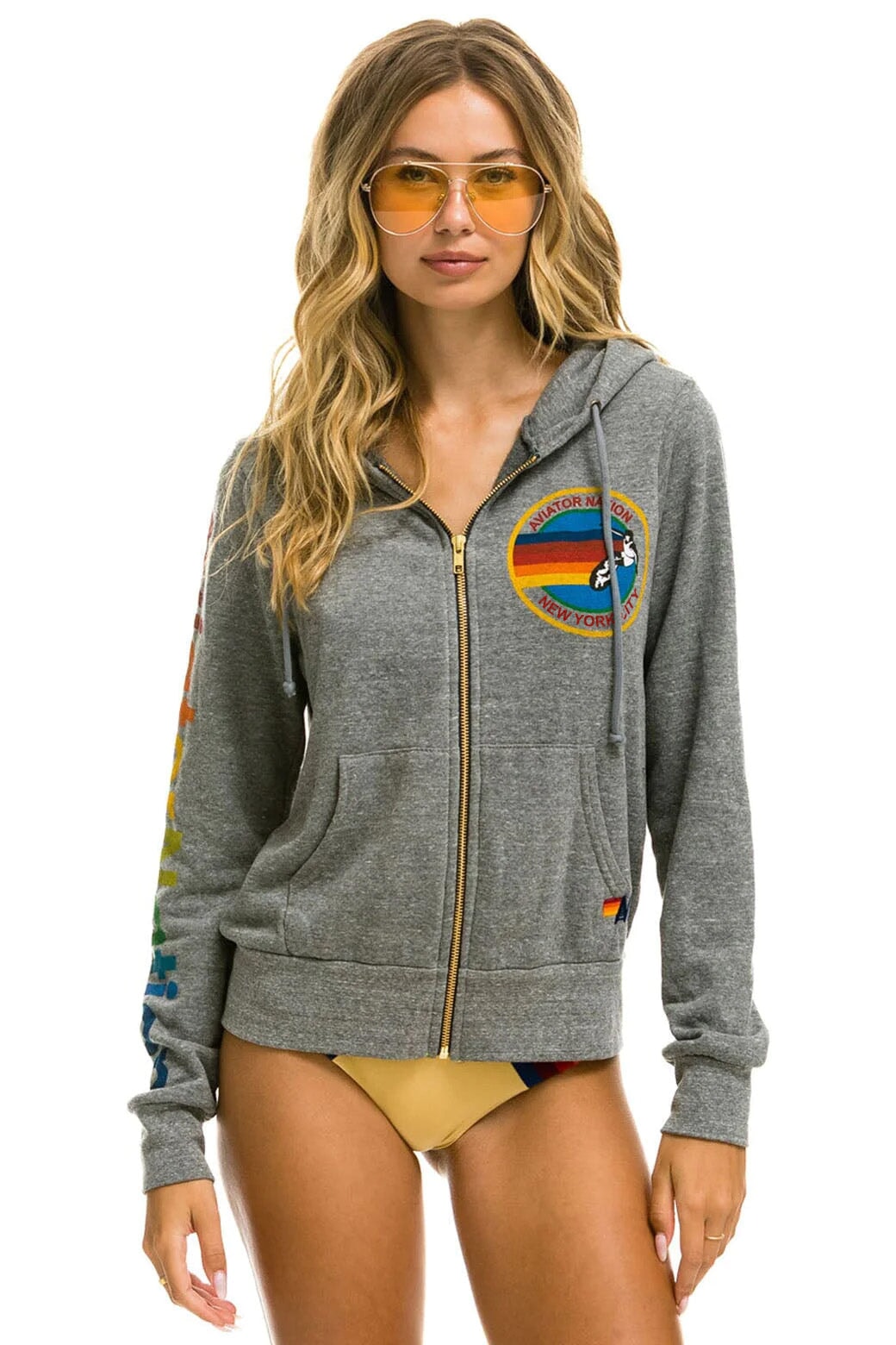 AVIATOR NATION NEW YORK CITY HOODIE - HEATHER GREY Hoodie Aviator Nation 