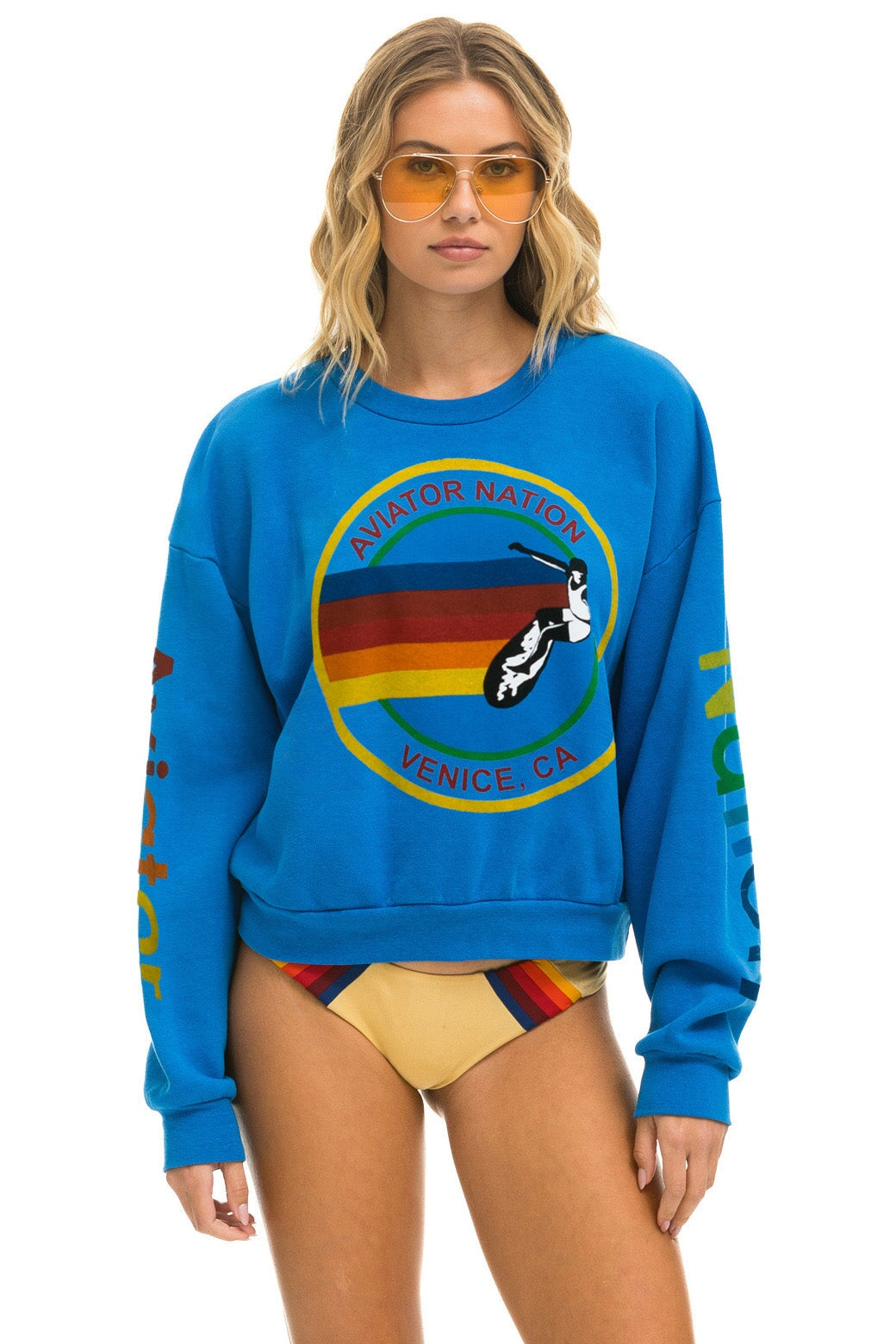 AVIATOR NATION RELAXED CREW SWEATSHIRT - OCEAN Sweatshirt Aviator Nation 