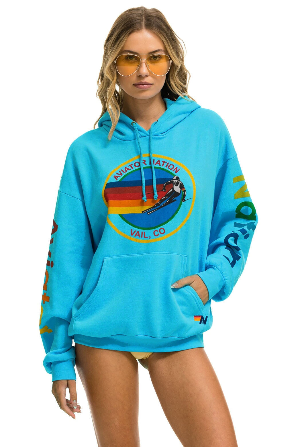 AVIATOR NATION VAIL RELAXED PULLOVER HOODIE - NEON BLUE Hoodie Aviator Nation 