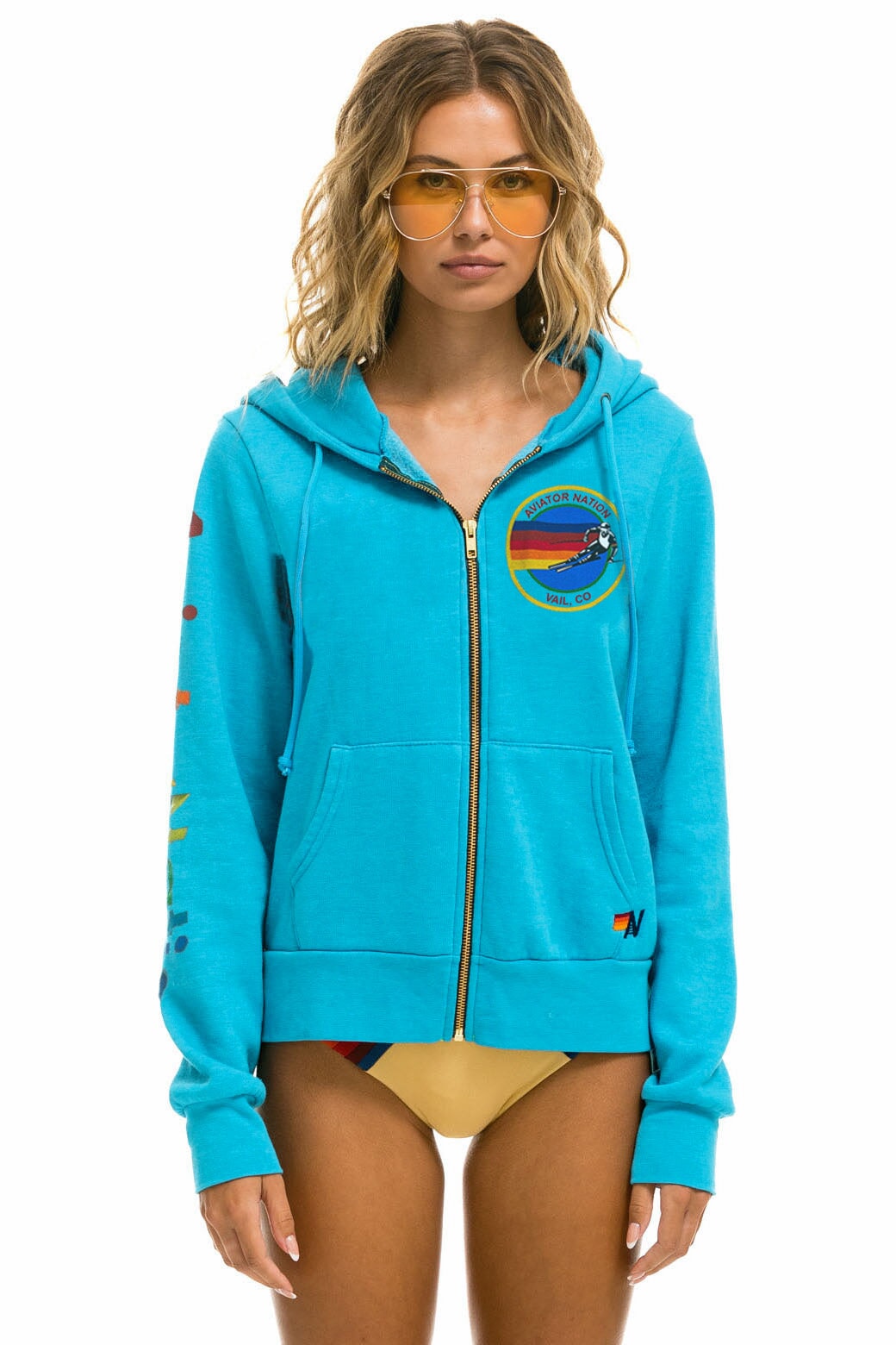 AVIATOR NATION VAIL ZIP HOODIE - NEON BLUE Hoodie Aviator Nation 