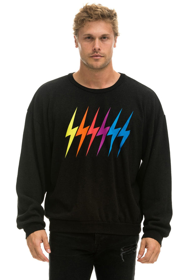 Aviator Nation Lightning Stitch Crewneck Charcoal L popular