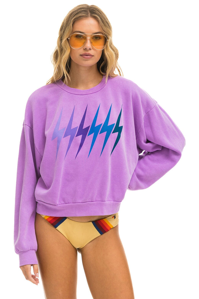 Aviator Nation bright neon blue lightning deals bolt sweatshirt