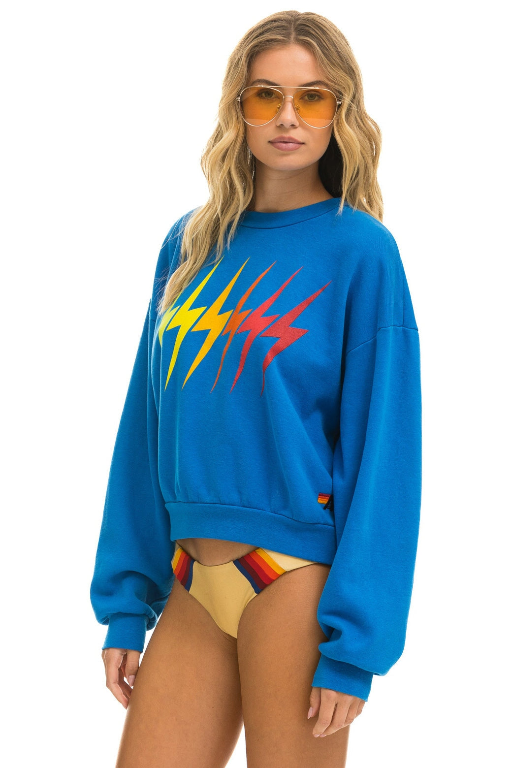 BOLT GRADIENT RELAXED CREW SWEATSHIRT - OCEAN // RAINBOW Sweatshirt Aviator Nation 