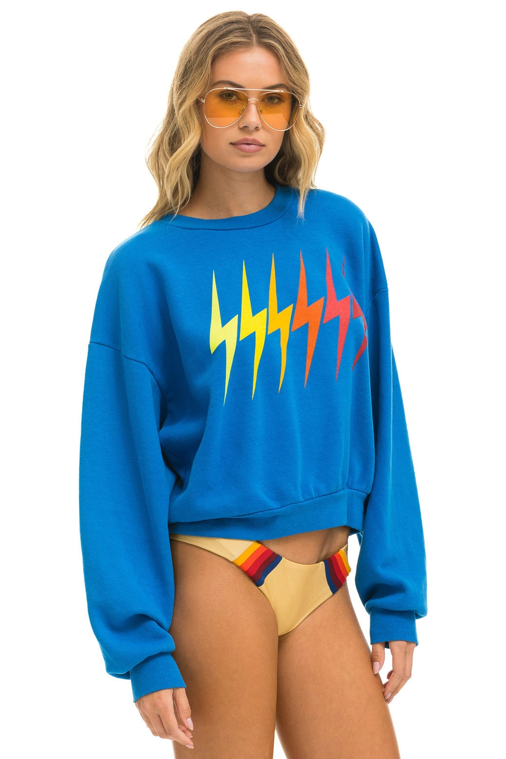 BOLT GRADIENT RELAXED CREW SWEATSHIRT - OCEAN // RAINBOW Sweatshirt Aviator Nation 