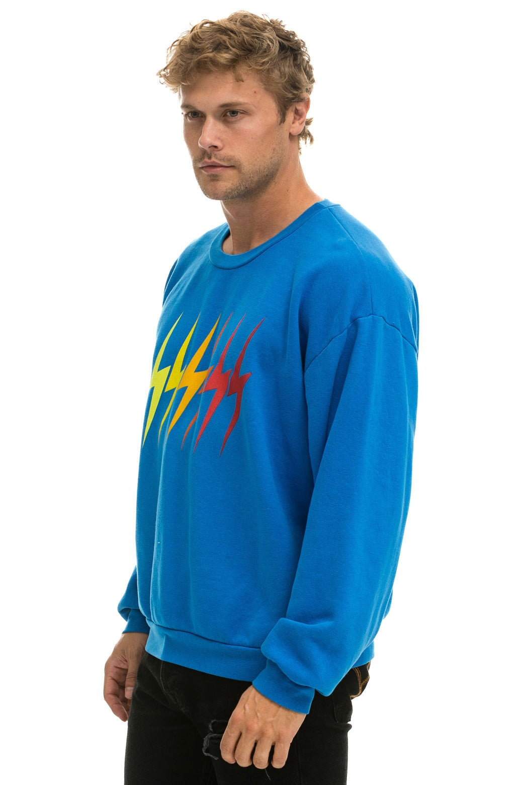 BOLT GRADIENT RELAXED CREW SWEATSHIRT - OCEAN // RAINBOW Sweatshirt Aviator Nation 