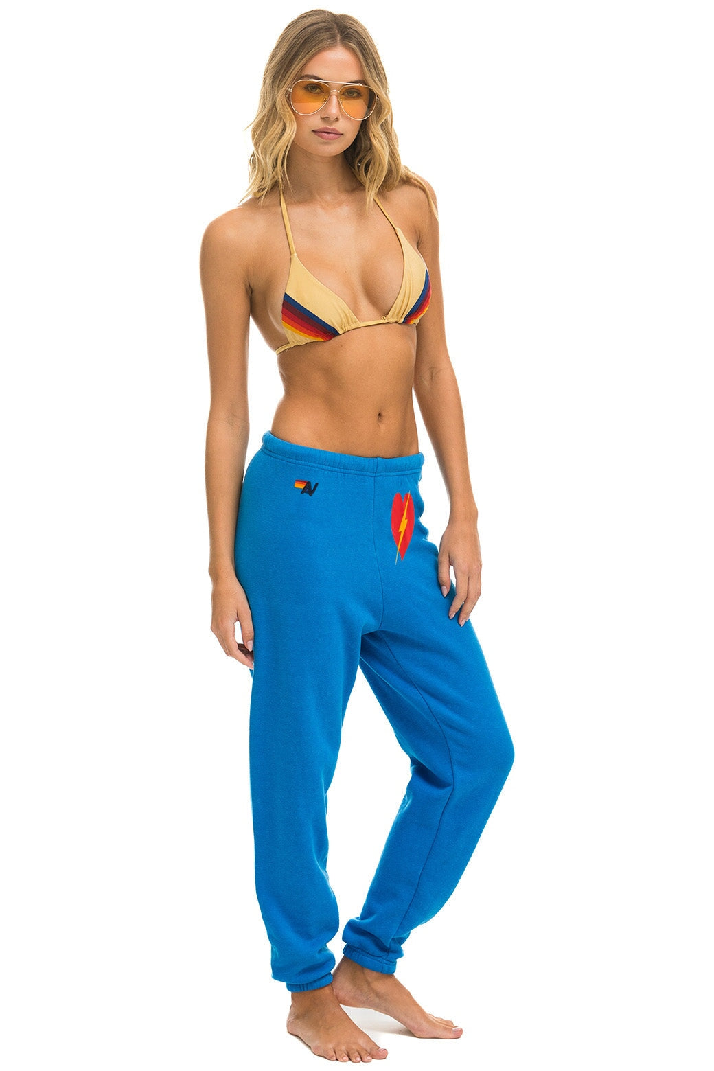 BOLT HEART SWEATPANTS - OCEAN Women's Sweatpants Aviator Nation 