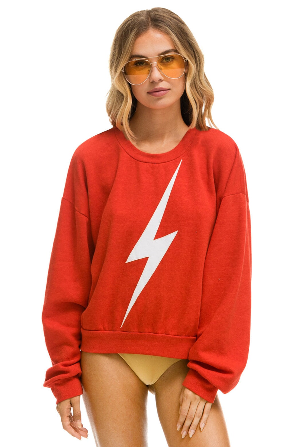 BOLT RELAXED CREW SWEATSHIRT - RED // WHITE Sweatshirt Aviator Nation 