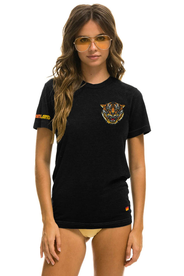 DREAMLAND TIGER SMALL PRINT CREW TEE - BLACK - Aviator Nation