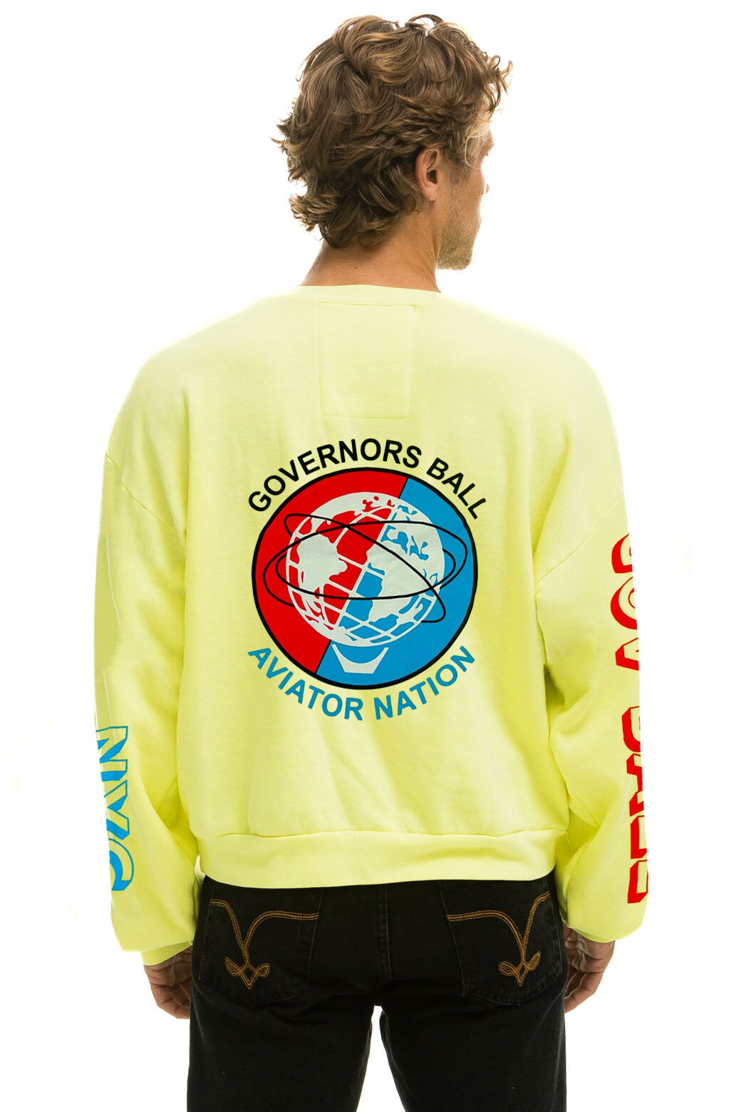 GOV BALL 2024 CREW SWEATSHIRT RELAXED - NEON YELLOW Aviator Nation 