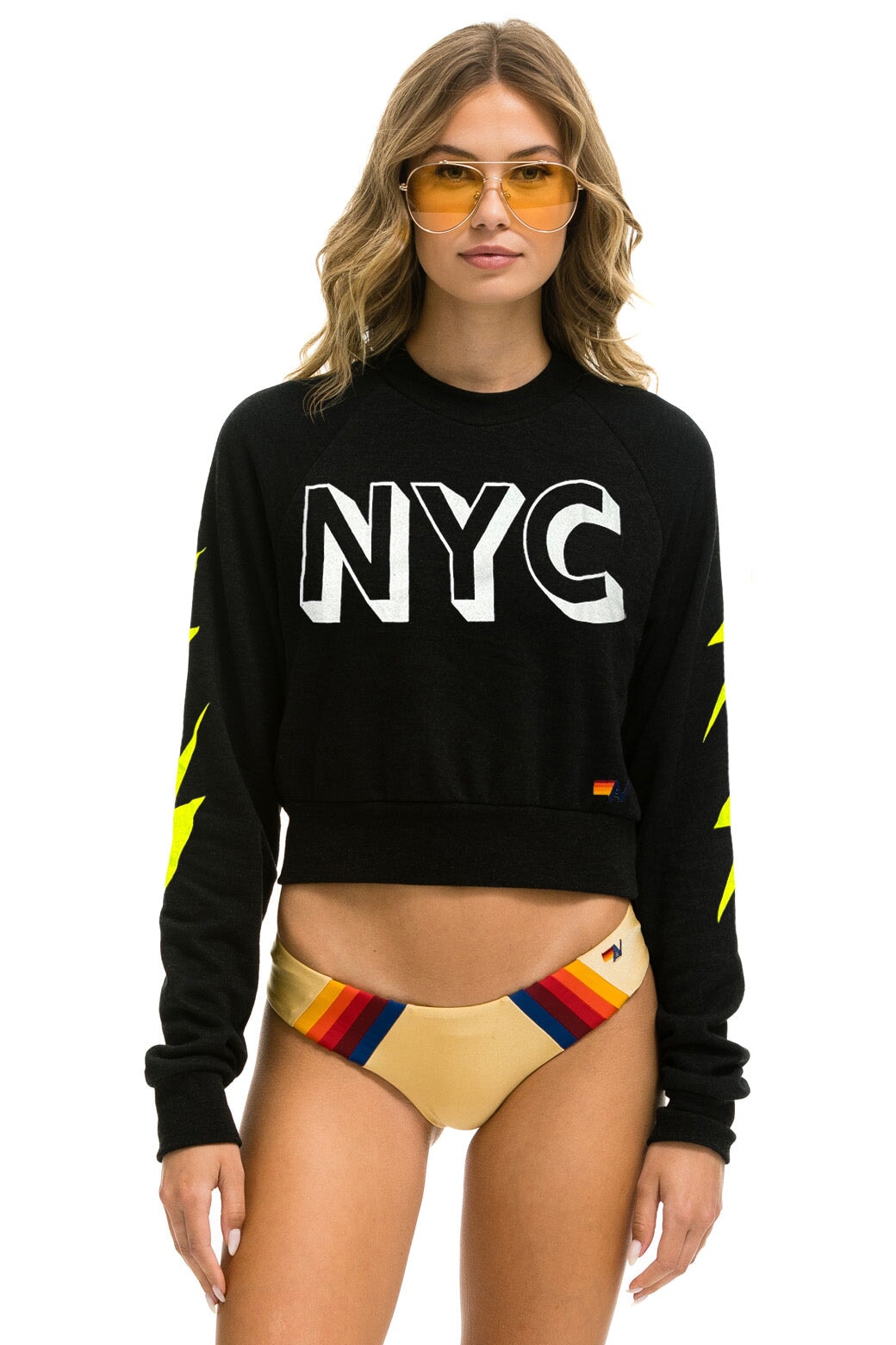 GOV BALL 2024 CROPPED CREW SWEATSHIRT - BLACK Aviator Nation 