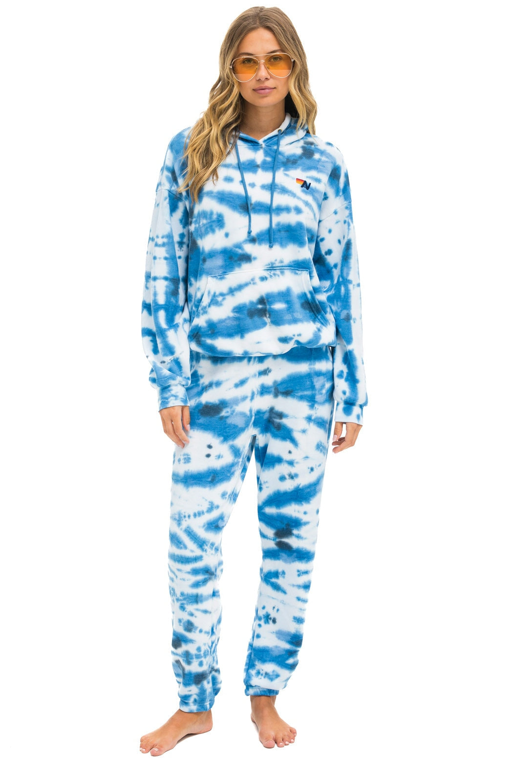 HAND DYED PULLOVER HOODIE RELAXED - TIE DYE BLUE Hoodie Aviator Nation 