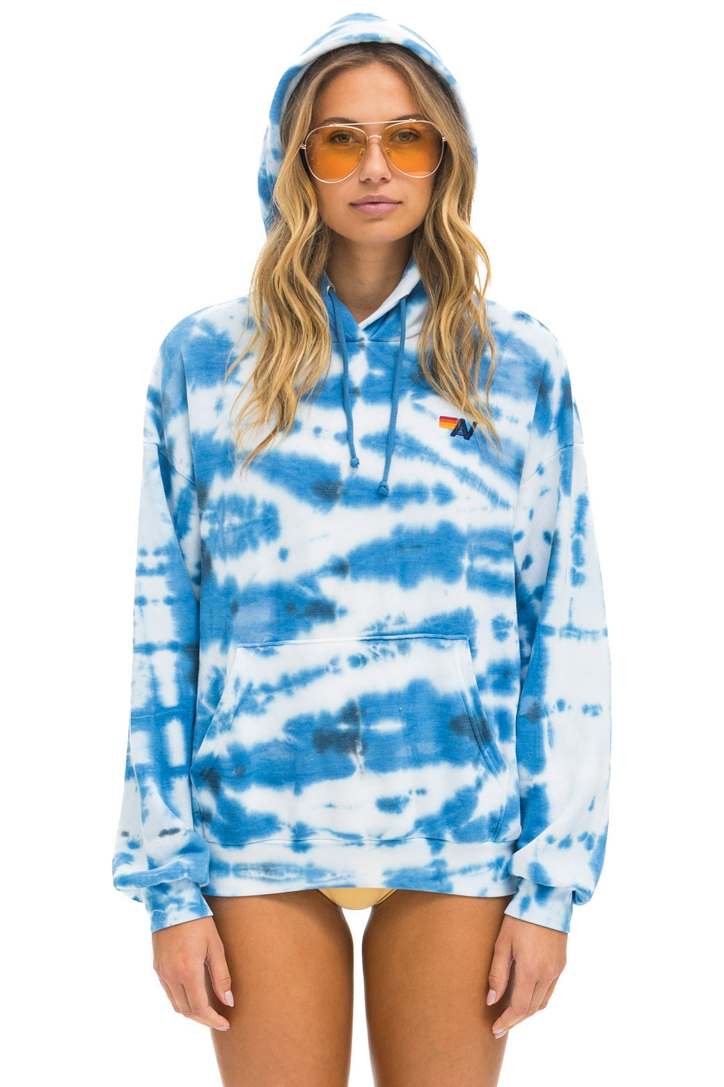 HAND DYED PULLOVER HOODIE RELAXED - TIE DYE BLUE Hoodie Aviator Nation 