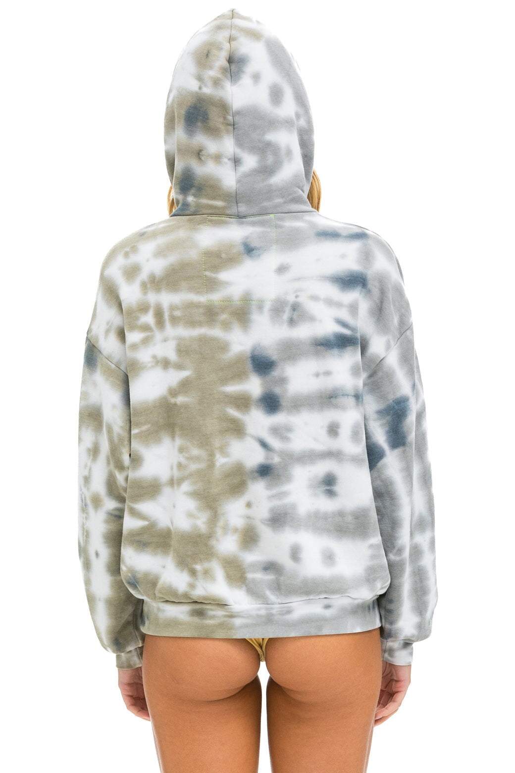 HAND DYED PULLOVER HOODIE RELAXED - TIE DYE GREY // OLIVE Hoodie Aviator Nation 