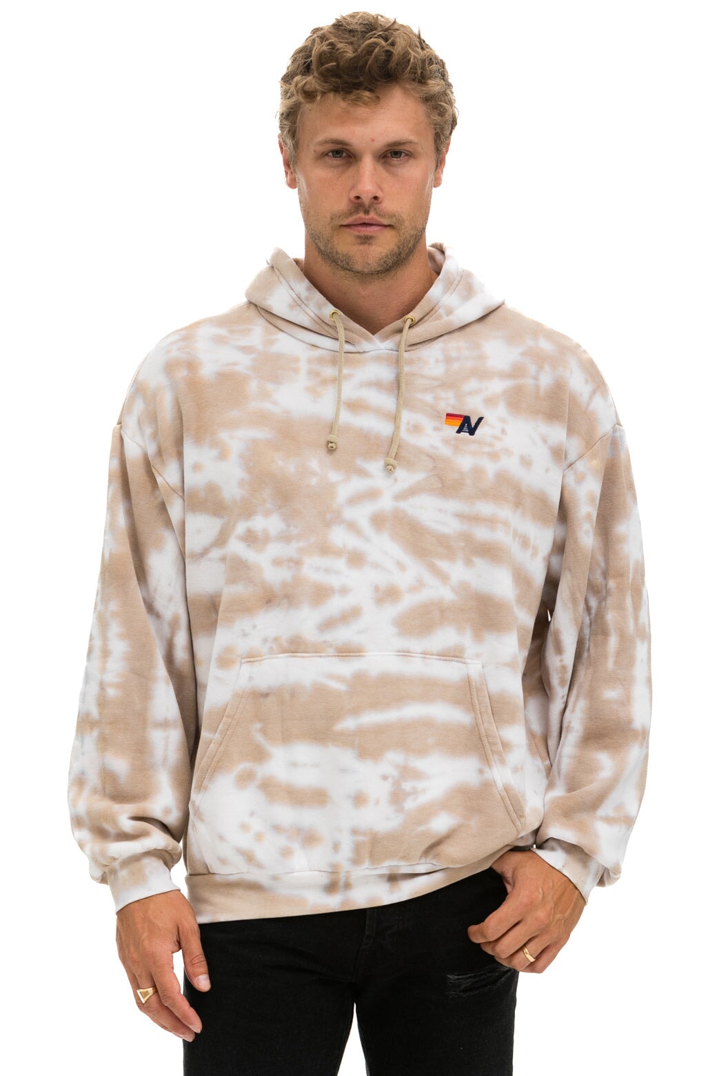 HAND DYED PULLOVER HOODIE RELAXED - TIE DYE SAND Hoodie Aviator Nation 