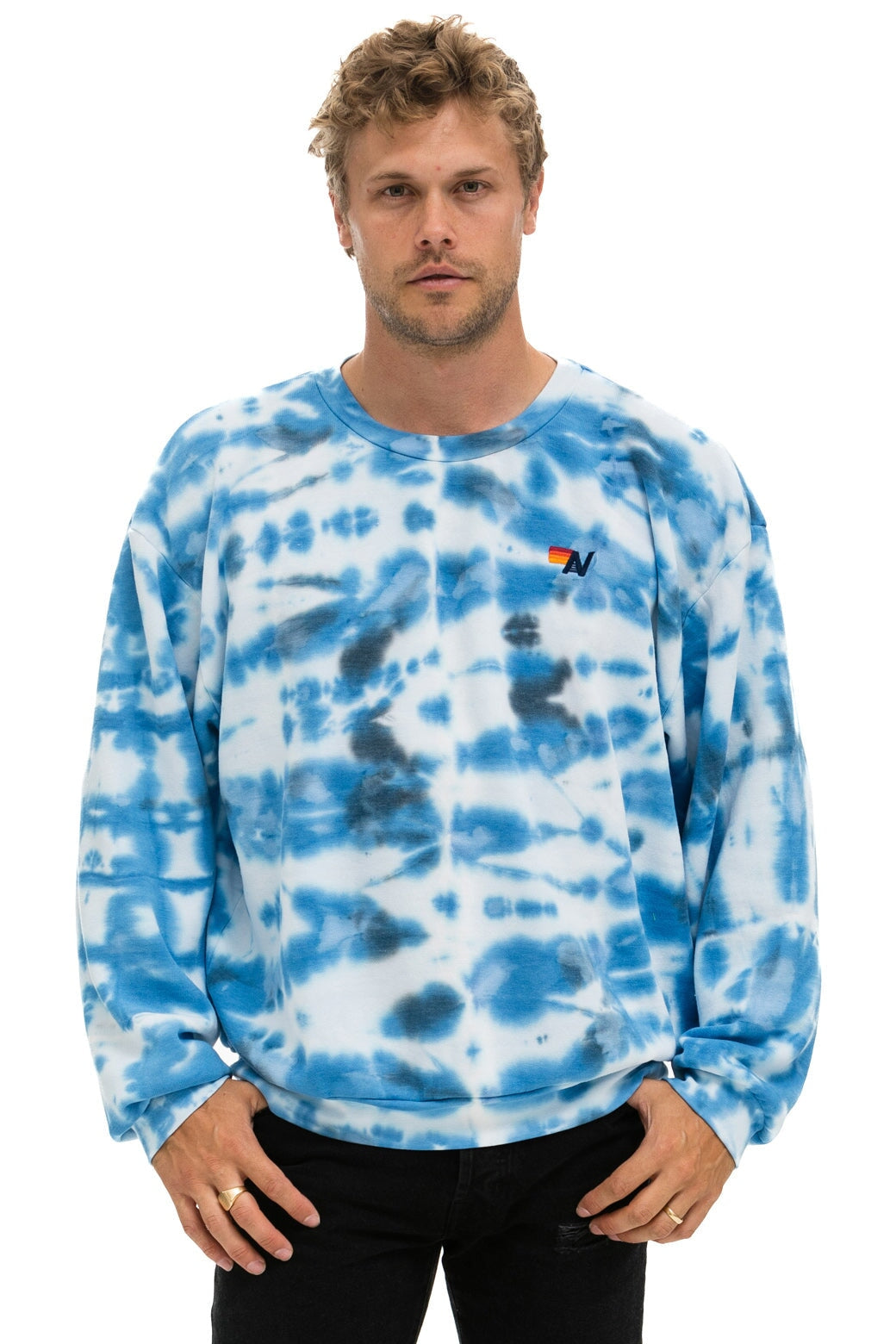 Blue white tie dye sweatshirt sale