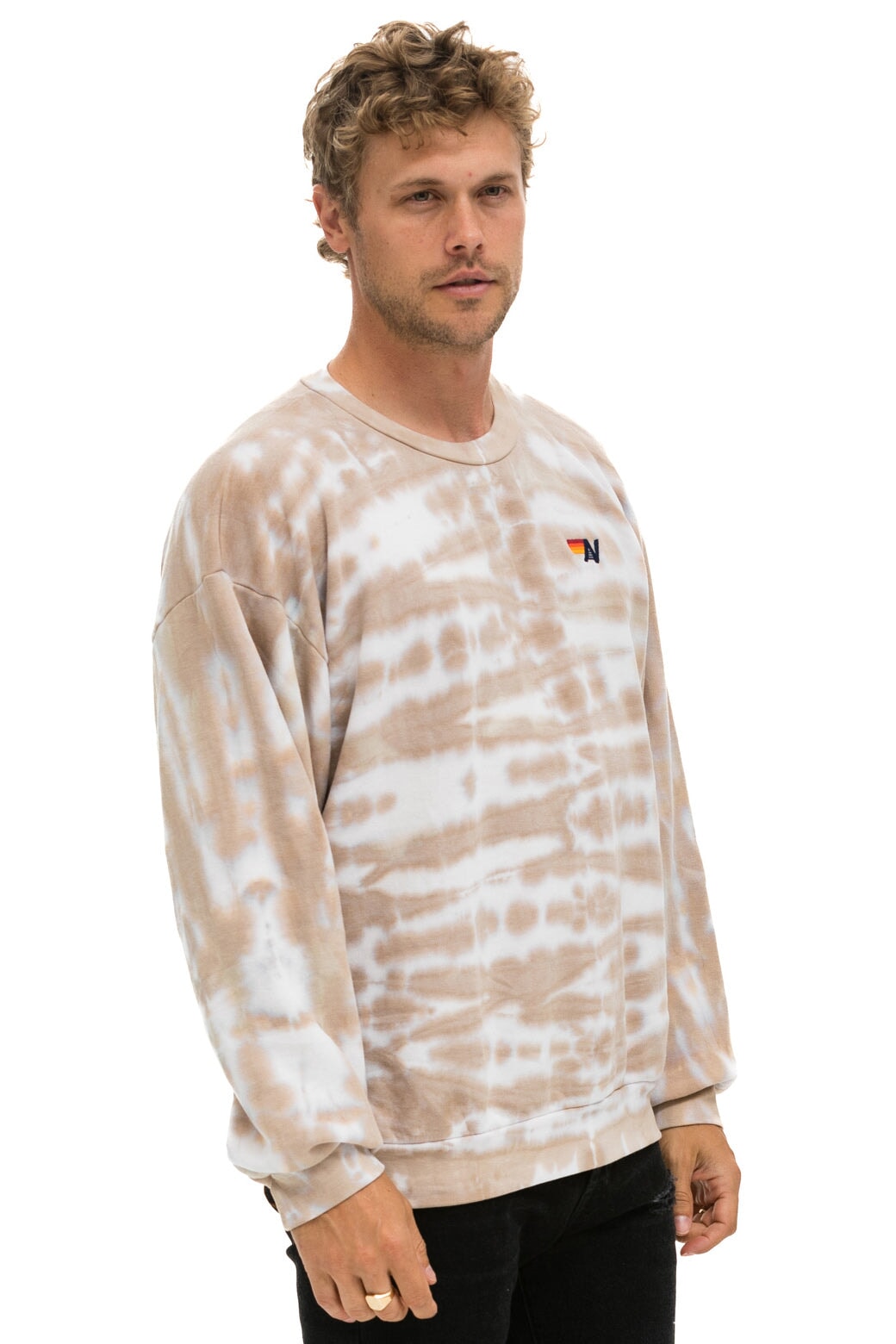 HAND DYED RELAXED CREW SWEATSHIRT - TIE DYE SAND - Aviator Nation