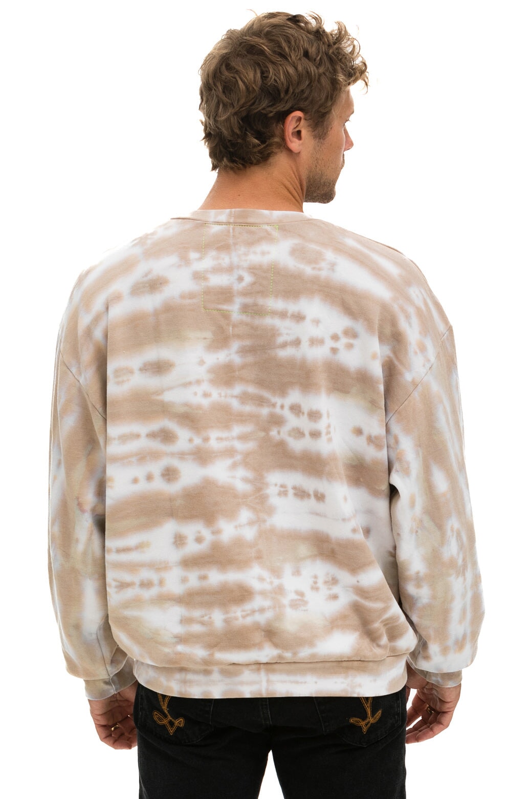 HAND DYED RELAXED CREW SWEATSHIRT - TIE DYE SAND - Aviator Nation