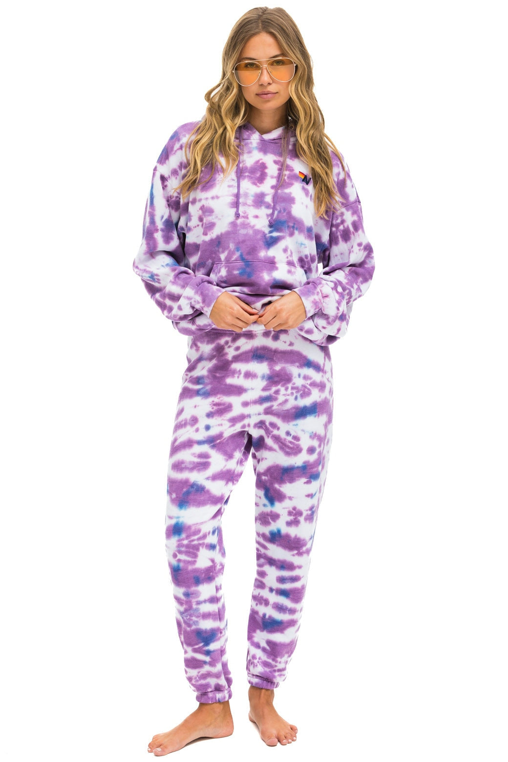 Tie dye purple sweatpants sale