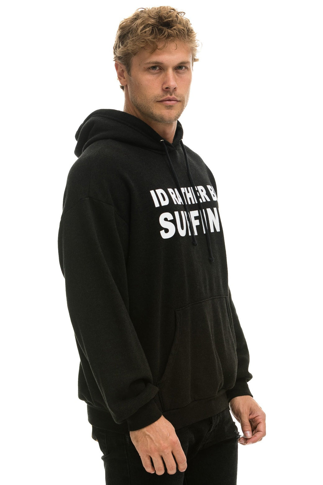 ID RATHER BE SURFING RELAXED PULLOVER HOODIE - BLACK Hoodie Aviator Nation 