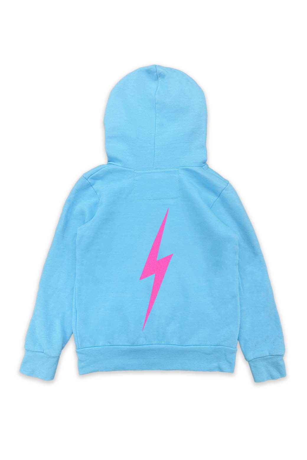 KIDS BOLT PRINT ZIP HOODIE SKY NEON PINK Aviator Nation