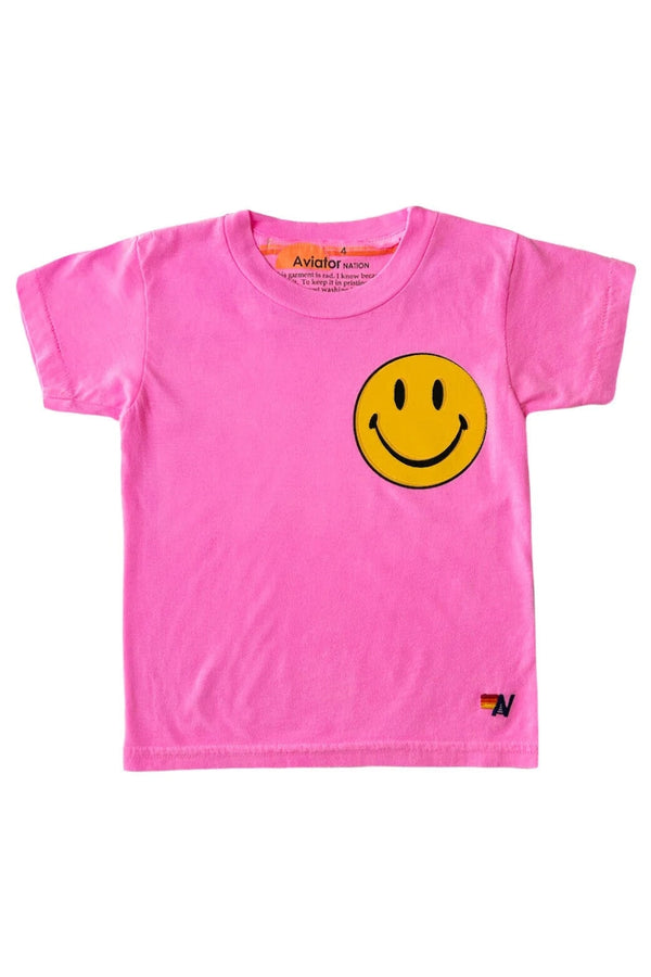 KID'S SMILEY 2 TEE - NEON PINK - Aviator Nation