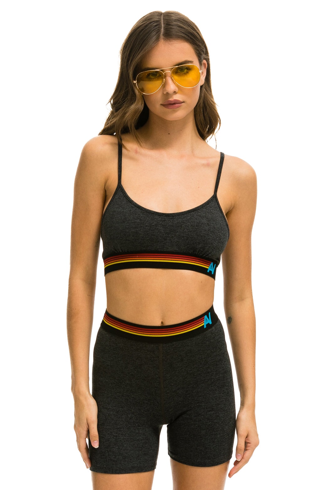 LOGO ADJUSTABLE BRALETTE - CHARCOAL Sports Bra Aviator Nation 