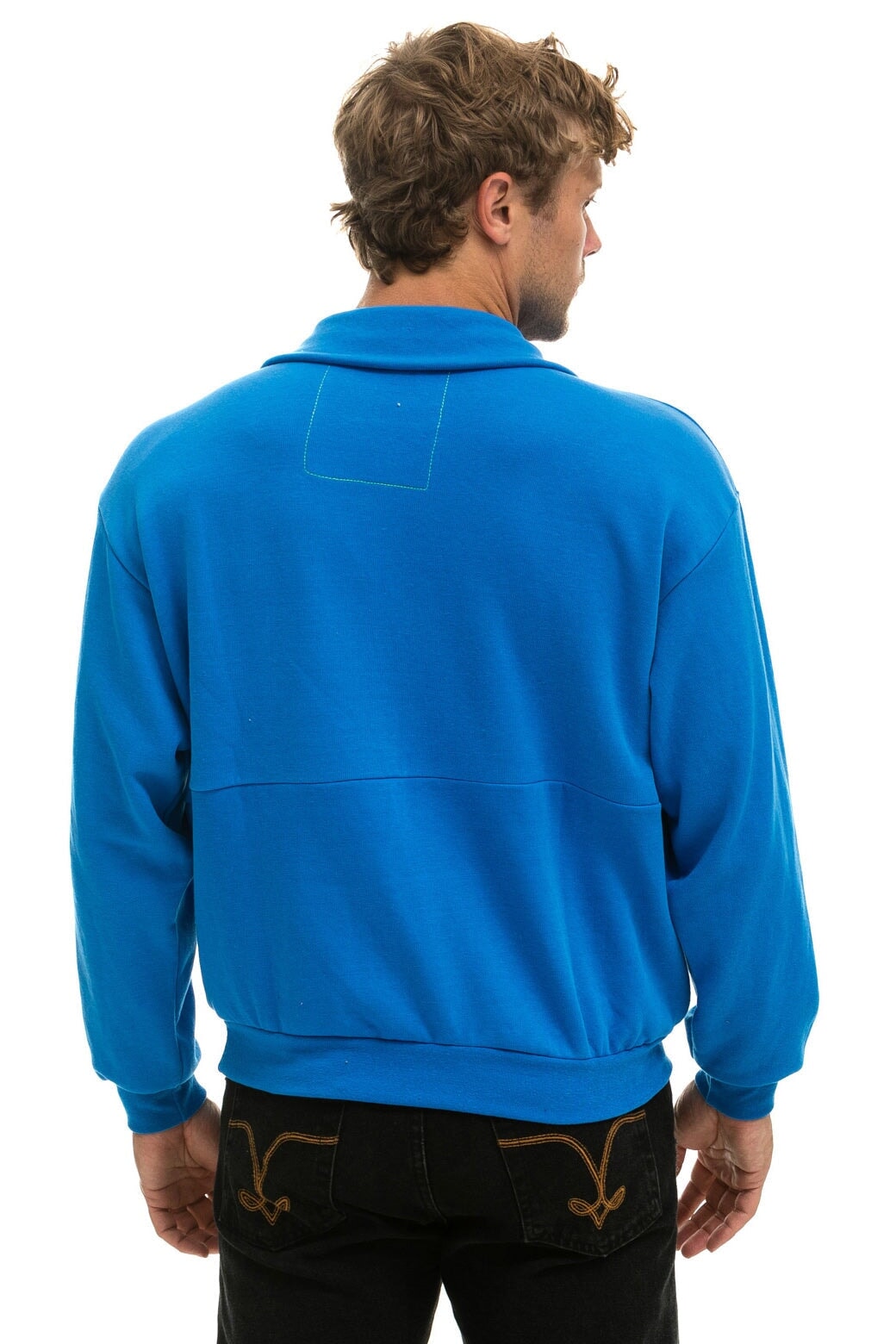 LOGO EMBROIDERY HALF ZIP SWEATSHIRT - OCEAN Sweatshirt Aviator Nation 