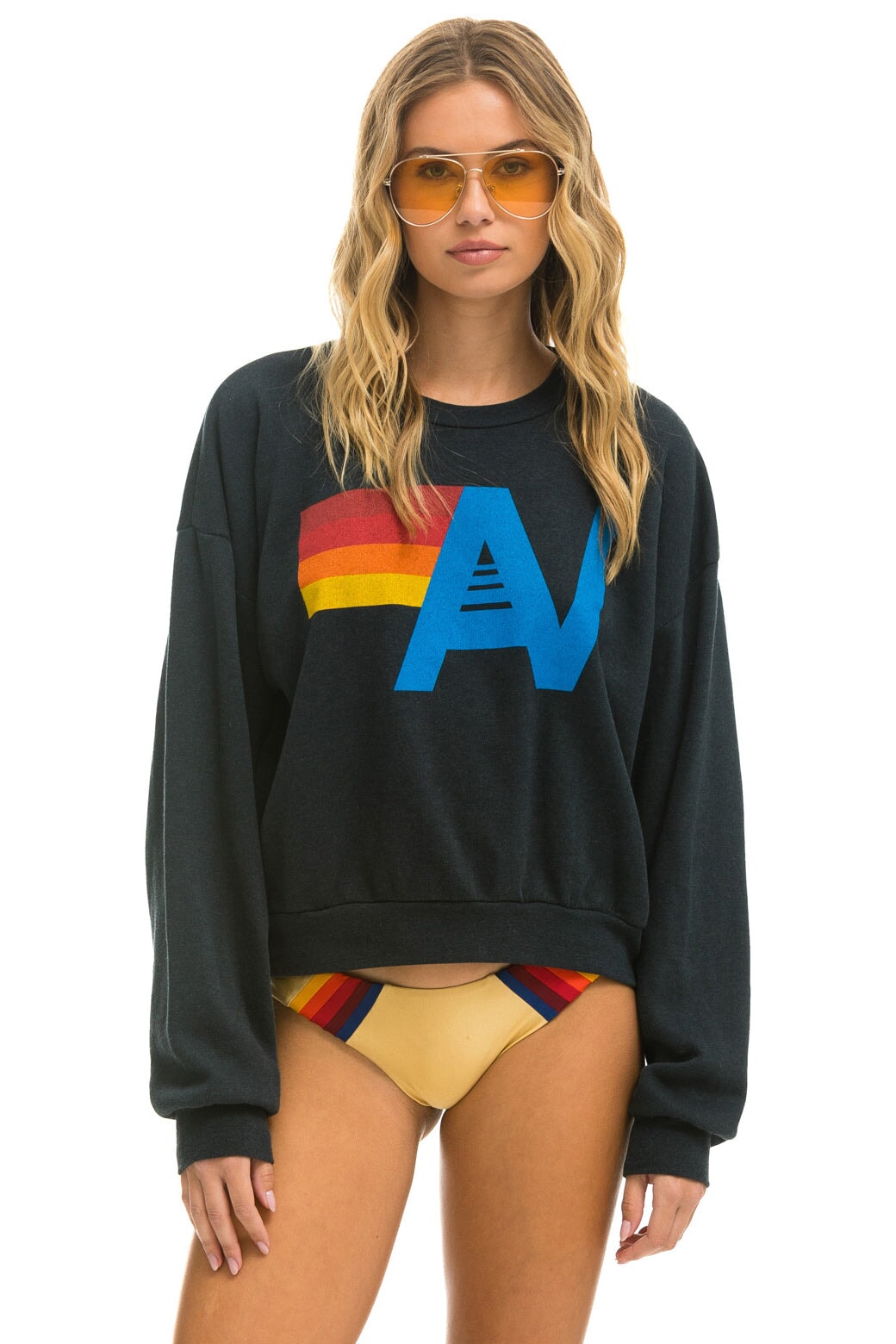 LOGO RELAXED CREW SWEATSHIRT - CHARCOAL Sweatshirt Aviator Nation 