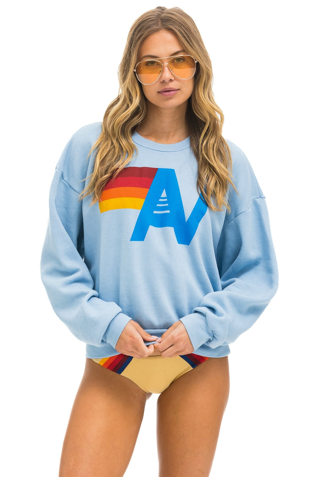 Aviator Nation top Blue Crewneck Blue Grey Sweatshirt XXL