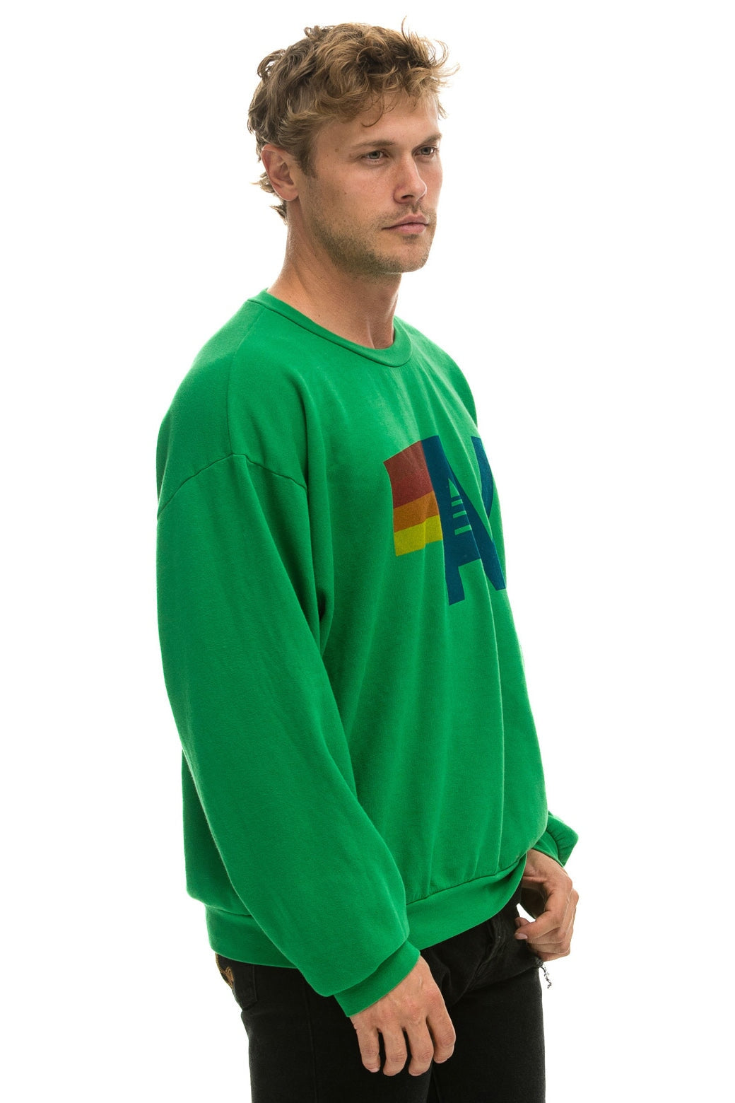 LOGO RELAXED CREW SWEATSHIRT - KELLY GREEN Sweatshirt Aviator Nation 