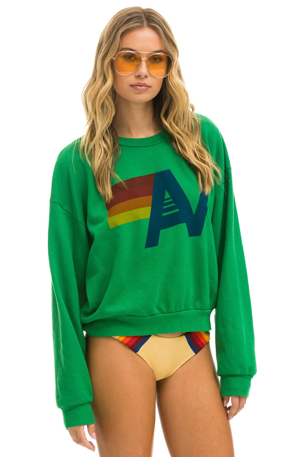 LOGO RELAXED CREW SWEATSHIRT - KELLY GREEN Sweatshirt Aviator Nation 