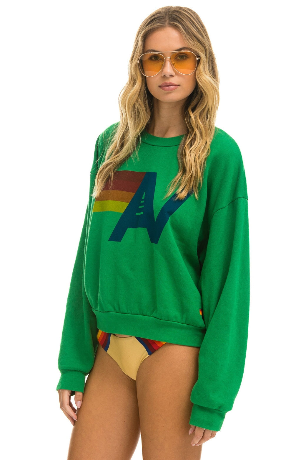 LOGO RELAXED CREW SWEATSHIRT - KELLY GREEN Sweatshirt Aviator Nation 