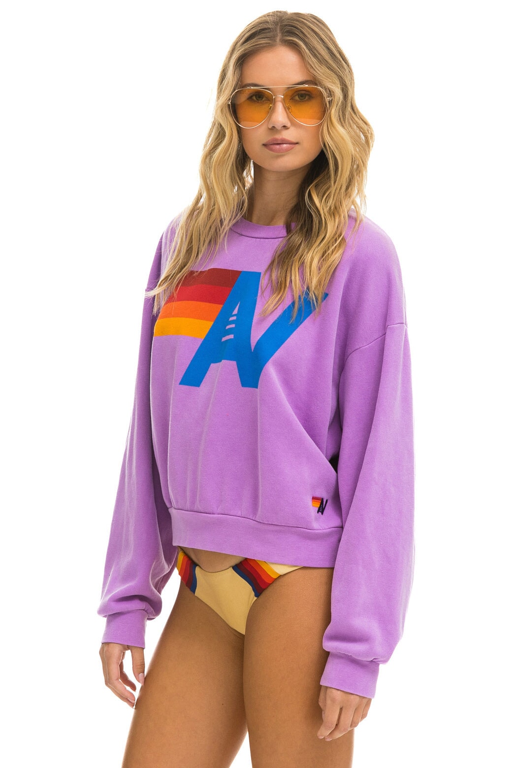 LOGO RELAXED CREW SWEATSHIRT - NEON PURPLE Sweatshirt Aviator Nation 