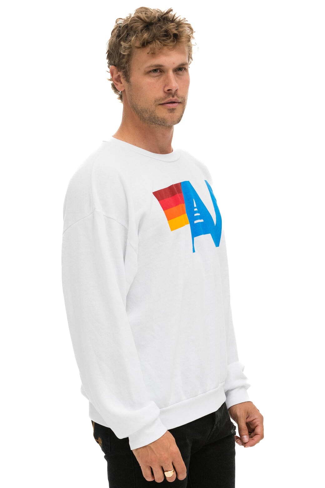 LOGO RELAXED CREW SWEATSHIRT - WHITE Sweatshirt Aviator Nation 