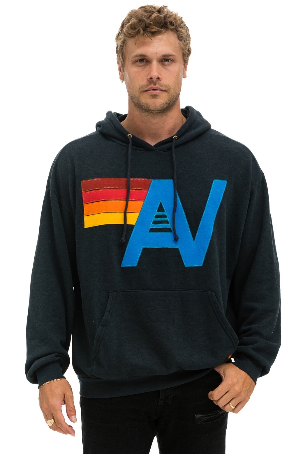 LOGO STITCH PULLOVER RELAXED HOODIE - CHARCOAL Hoodie Aviator Nation 