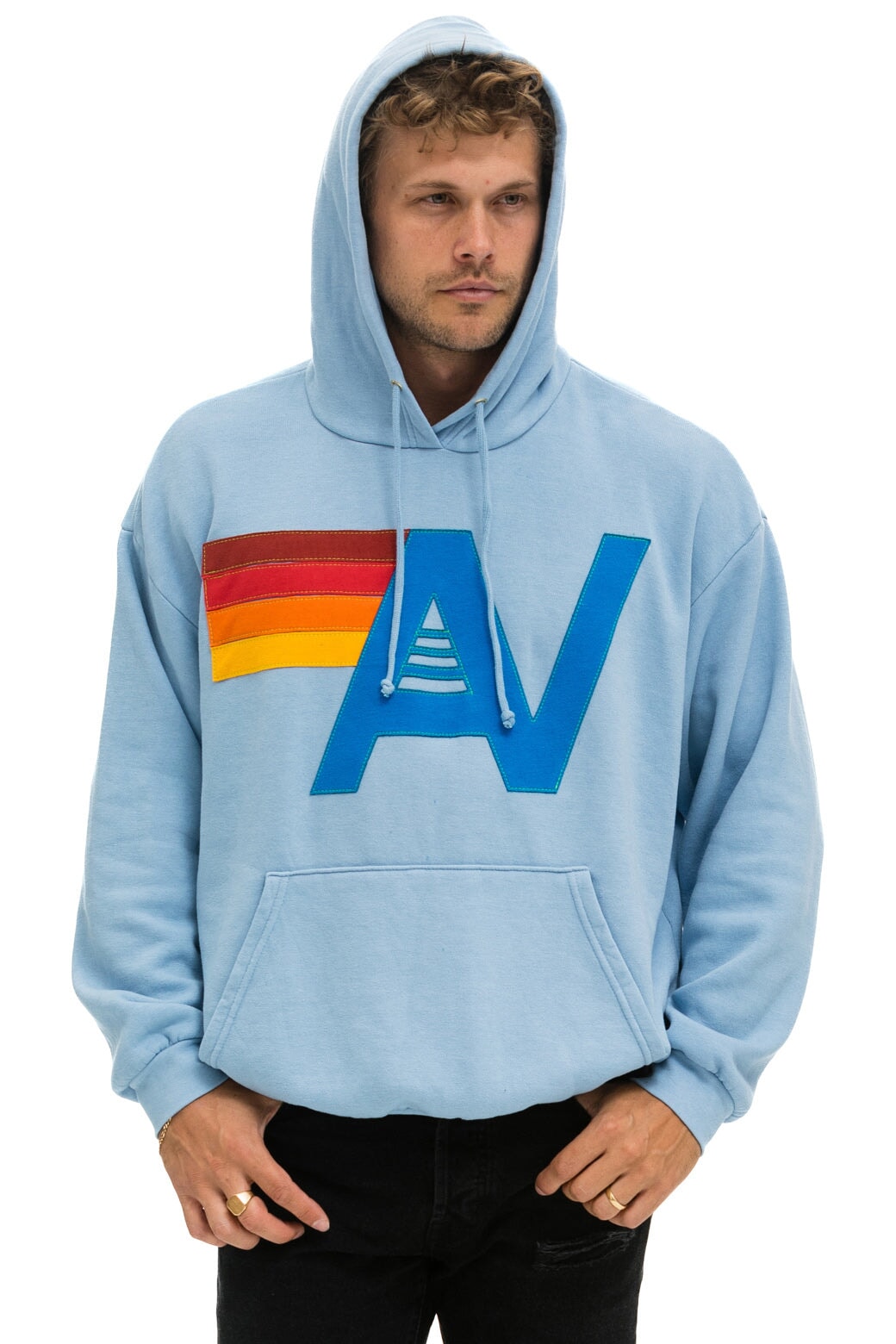 LOGO STITCH PULLOVER RELAXED HOODIE - ICE Hoodie Aviator Nation 