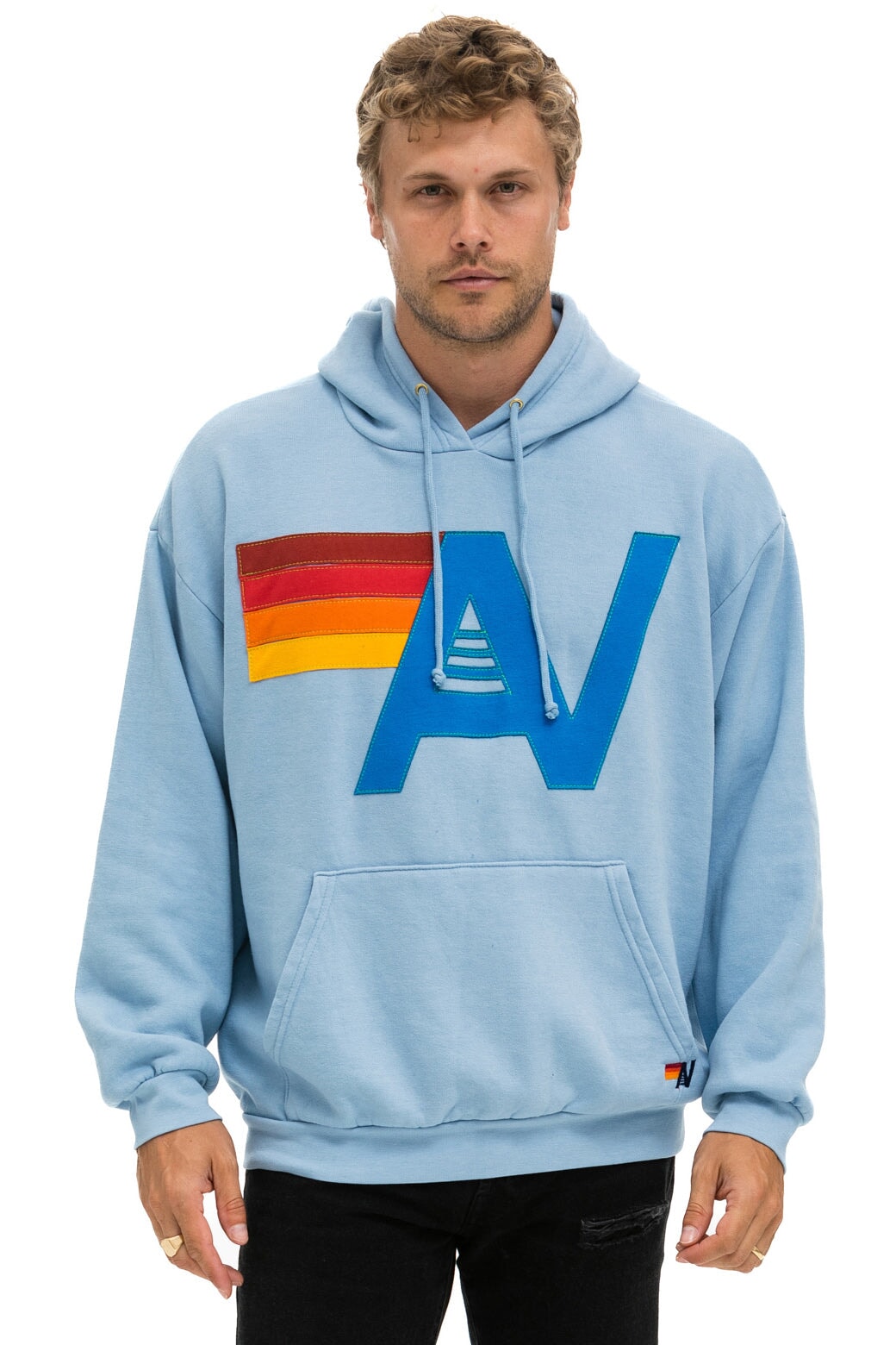 LOGO STITCH PULLOVER RELAXED HOODIE - ICE Hoodie Aviator Nation 