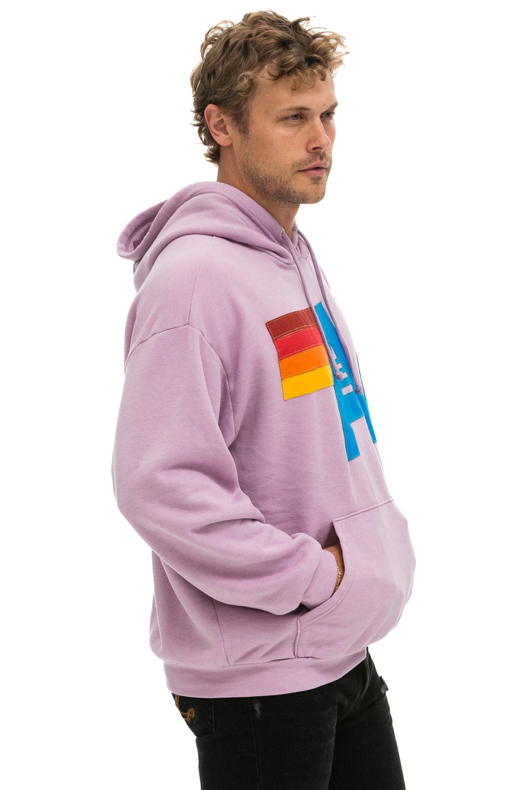 LOGO STITCH PULLOVER RELAXED HOODIE - MAUVE Hoodie Aviator Nation 