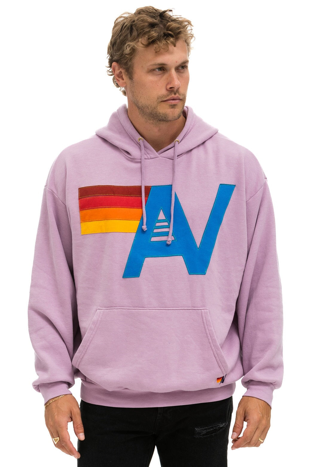 LOGO STITCH PULLOVER RELAXED HOODIE - MAUVE Hoodie Aviator Nation 