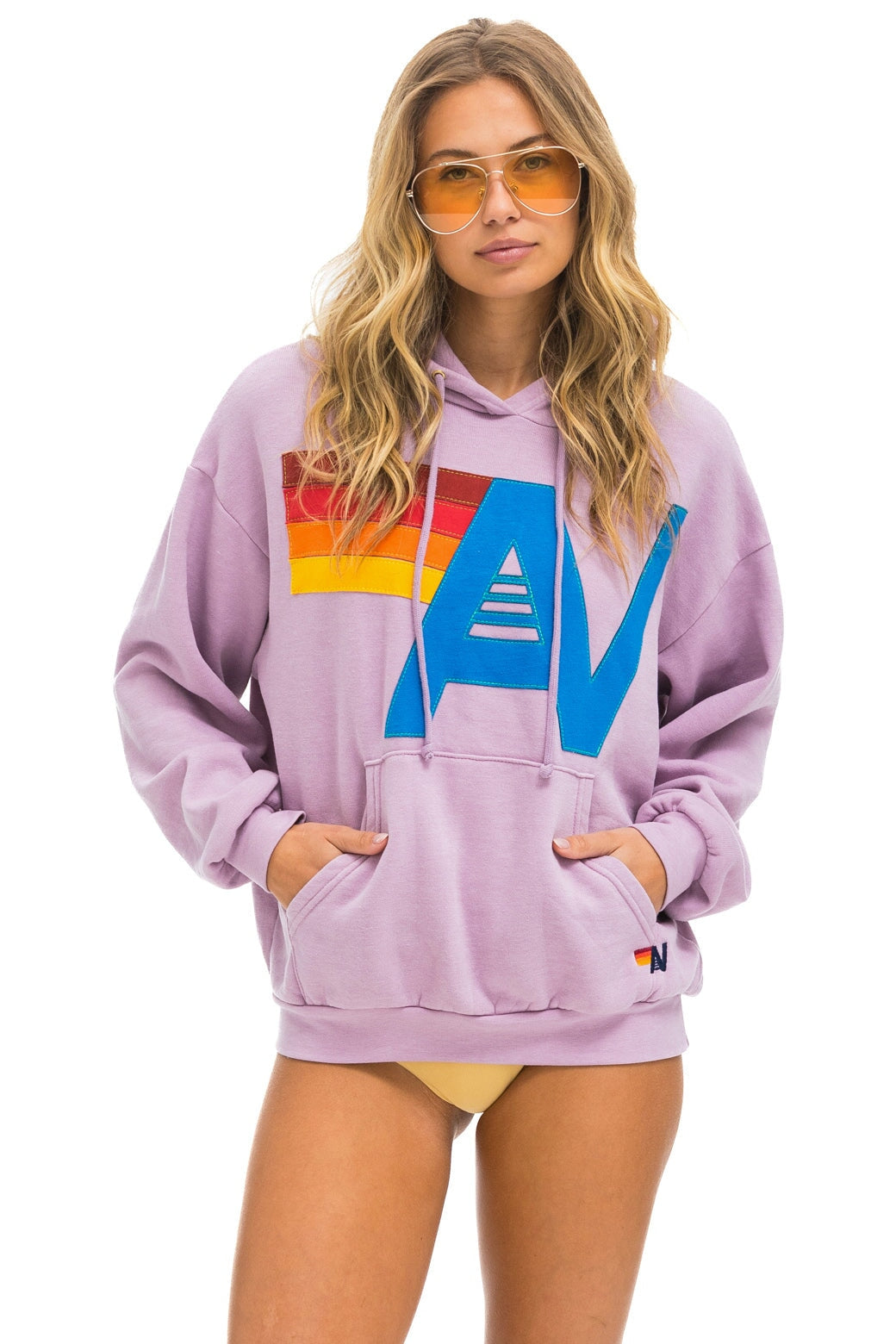 LOGO STITCH PULLOVER RELAXED HOODIE - MAUVE Hoodie Aviator Nation 