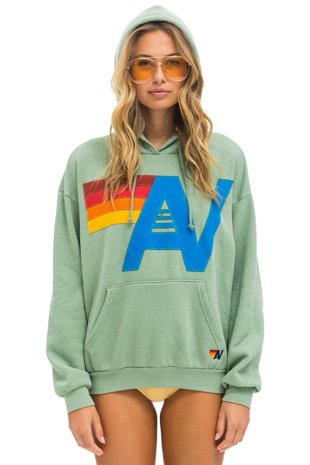 LOGO STITCH PULLOVER RELAXED HOODIE - SAGE Hoodie Aviator Nation 