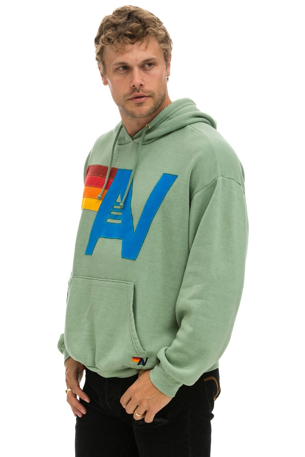 LOGO STITCH PULLOVER RELAXED HOODIE - SAGE Hoodie Aviator Nation 