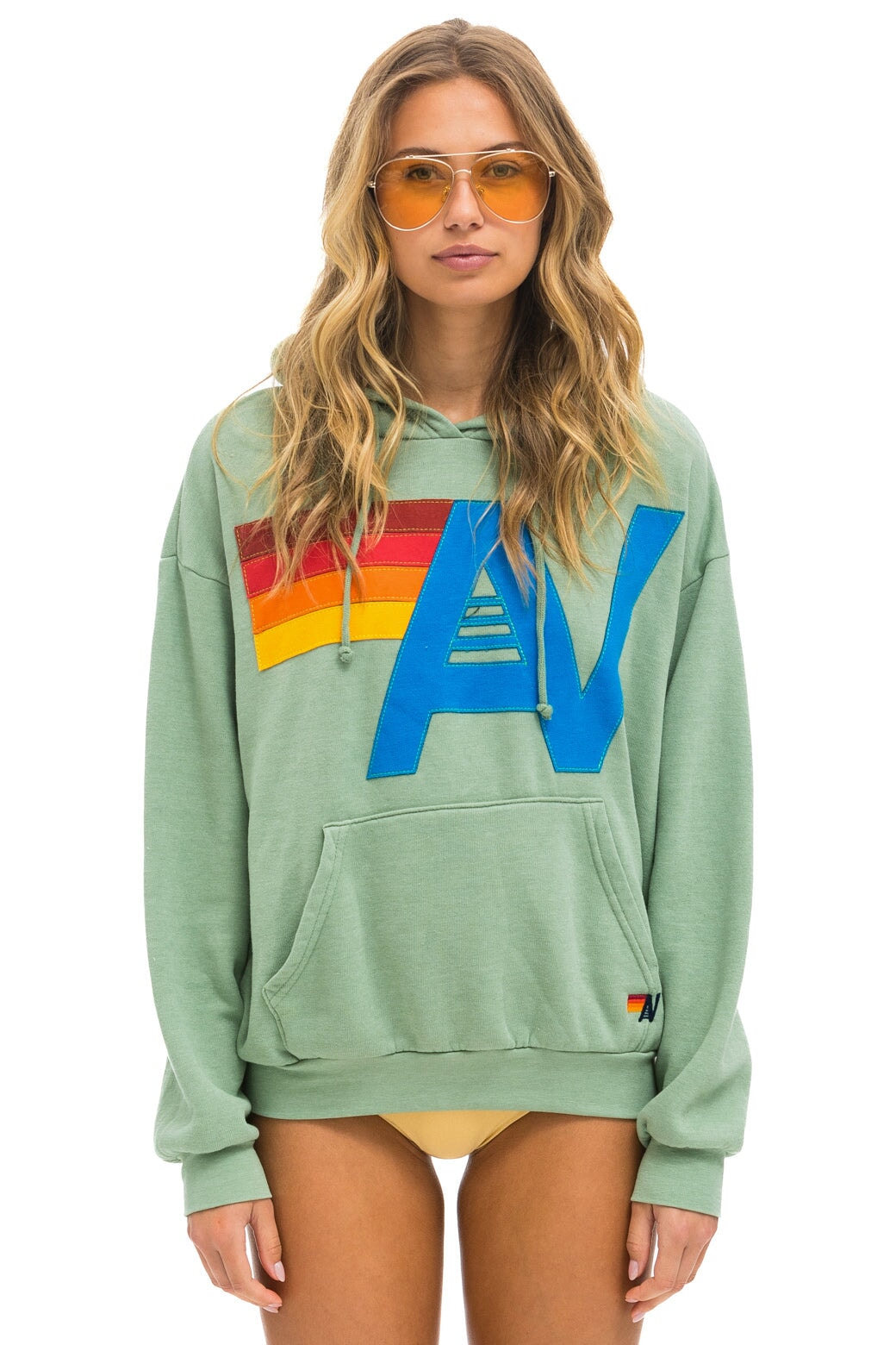 LOGO STITCH PULLOVER RELAXED HOODIE - SAGE Hoodie Aviator Nation 